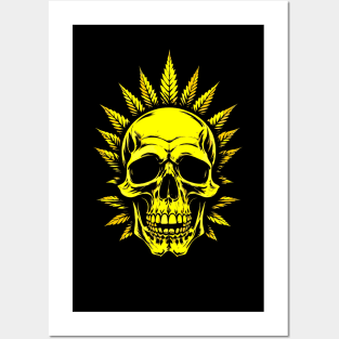 Golden Skull Leaves Posters and Art